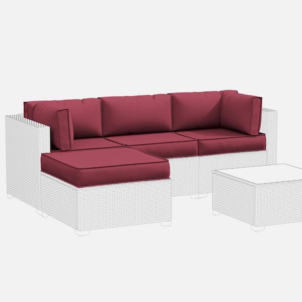 Kimunuk 25.6 in. x 25.6 in. x 4 in. (9-Piece) Deep Seating Outdoor Sectional Replacement Cushion Fuchsia Red