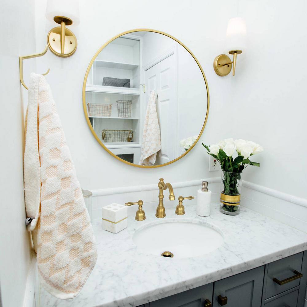 Brushed Gold Brass Widespread Two-Handle Bathroom Faucet