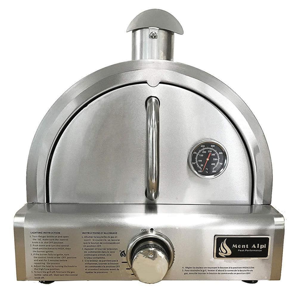 MONT ALPI Table Top Stainless Steel Large Portable Propane Outdoor Pizza Oven Cooker, Silver