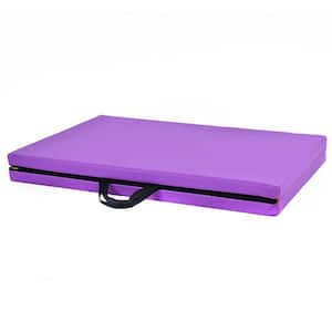 6'x 2' Foldable Exercise Mat Flippable Thick Gym Cushion w/Carrying Handle Purple ( 12 sq.ft. )