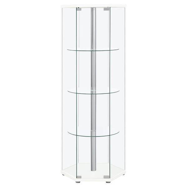 置物 Creed Coaster Zahavah White and Clear 4-Shelf Hexagon Shaped