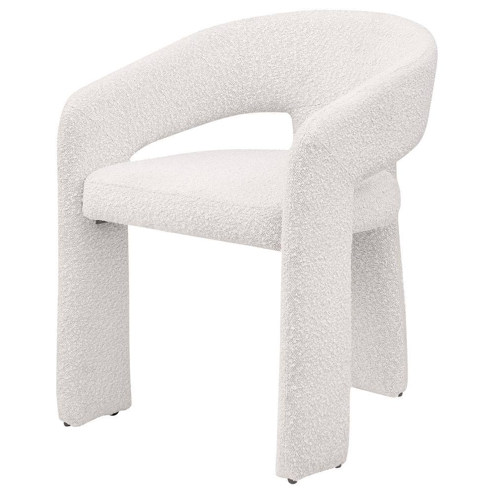 Cream Boucle Upholstered Contemporary Arm Side Chair