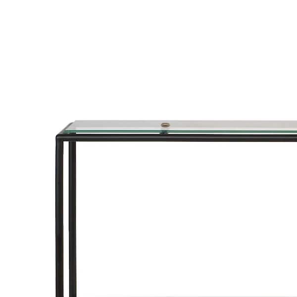 Benjara Beny 47.88 in. Black and Gold and Clear Rectangle Glass