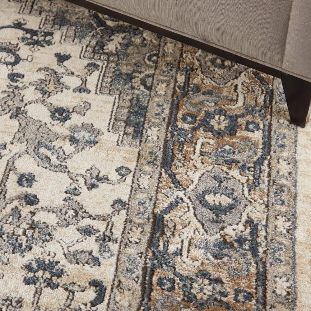 Braided Ivory/Grey Synthetic 6' x 9' Handmade Rectangular Rug