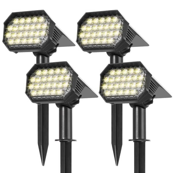100 Lumens 3000K Black Integrated LED Weather Resistant Outdoor Solar Path Lights (4-Pack)