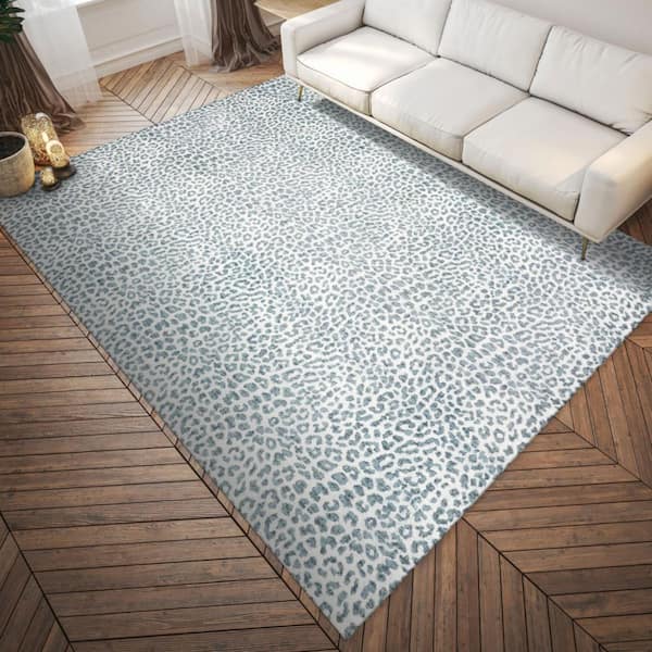 5 X 8 Gray Animal Print Runner Rug