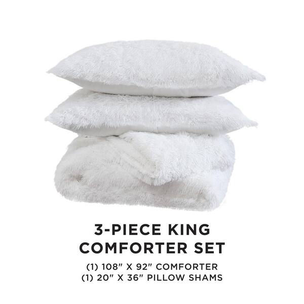 JUICY COUTURE Shaggy 3-Piece Microfiber Faux Fur Comforter Set