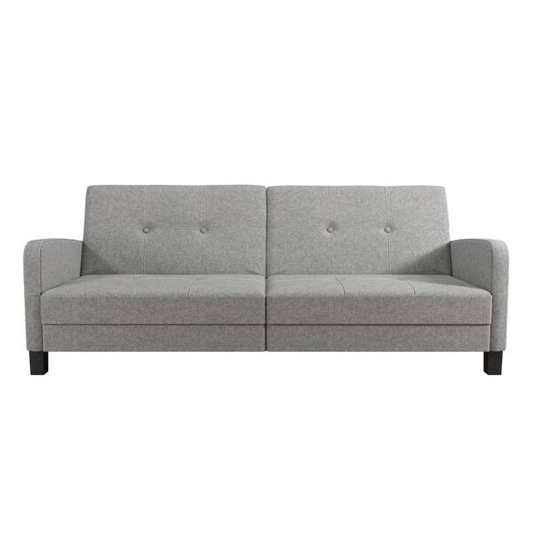 DHP Convertible Gray Linen Futon 2211429WC The Home Depot