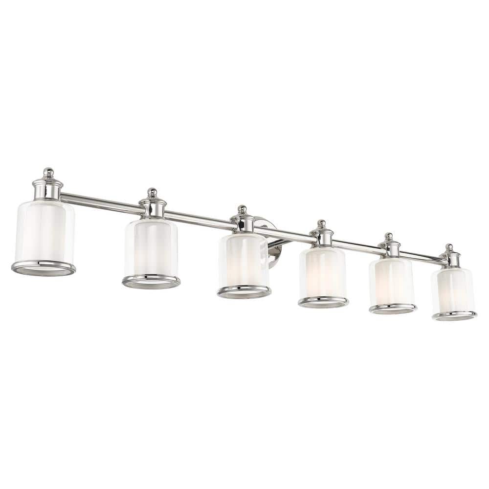 Polished Nickel 6-Light Dimmable Outdoor Vanity Sconce
