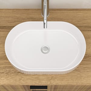 19.31 in. Vessel Oval Bathroom Sink in White Ceramic