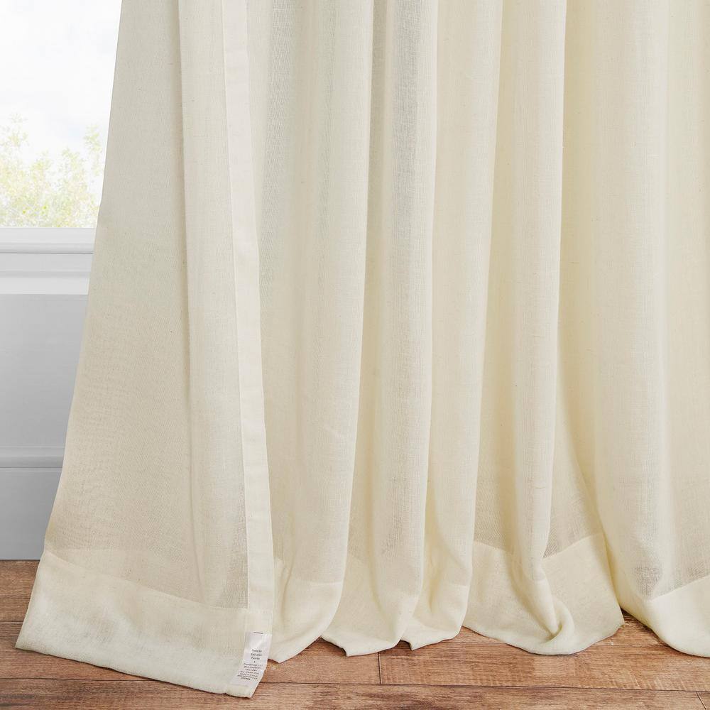 Extra Long Off-White Grommet Sheer Linen-Blend Drapes
