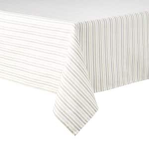 Daisy Stripe 102 in. W x 60 in. L Beige/Brown Cotton Blend tablecloth