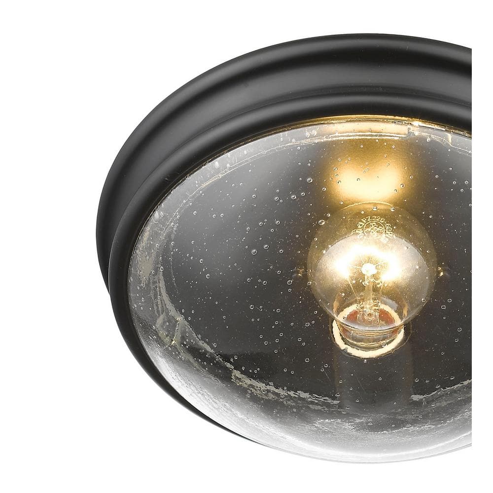 Eclipse 10'' Matte Black Glass & Chrome LED Flush Mount Ceiling Light