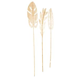 79 in. Tall Woven Palm Leaf Natural Foliage with Varying Shapes Set of 3