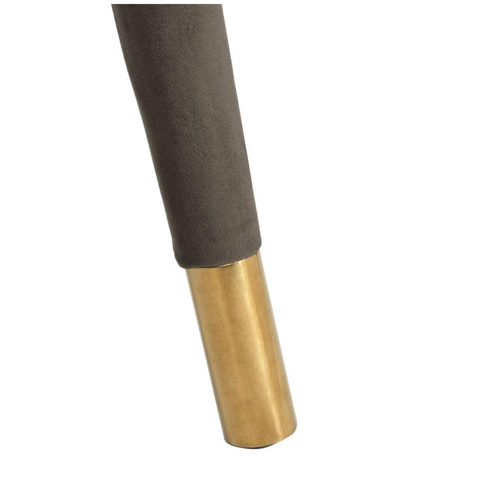 Shale Velvet & Gold-Capped Wood Transitional Accent Chair