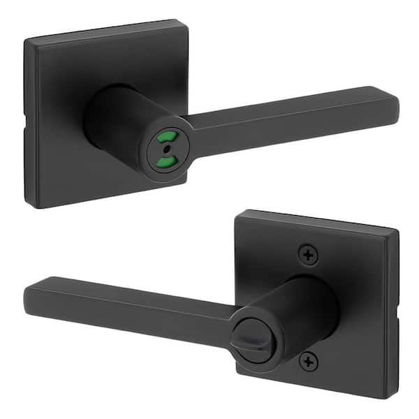 Kwikset Halifax Square Matte Black Privacy Bed/Bath Door Handle Kwikset Halifax Square Matte Black Privacy Bed/Bath Door Handle