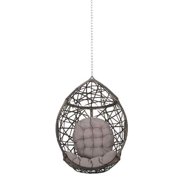 Unbranded Grey Metal Patio Swing, Hanging Chair, with 8 ft. chain, Waterproof Fabric, for Backyard Decks Gardens