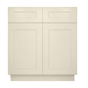 Newport Sink Base Antique White 2 False Drawers - Shaker Style Stock Sink Base 2-Door 30 in. W x 24 in. D x 34.5 in. H