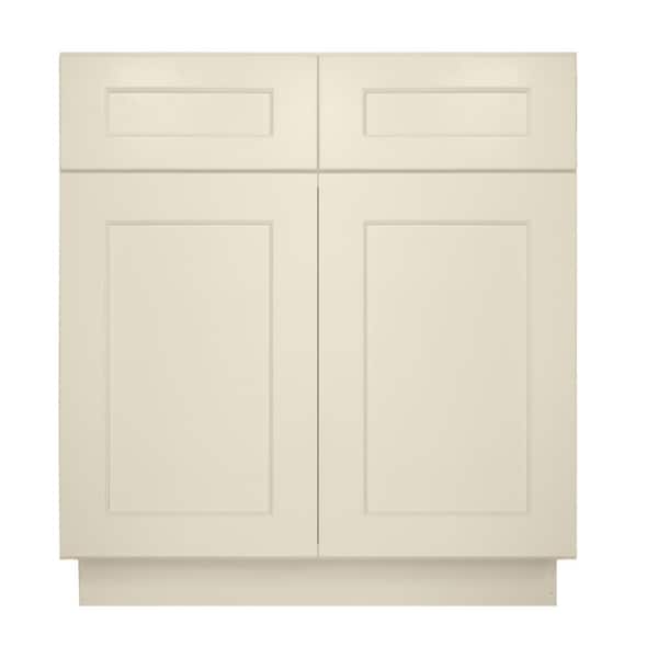 Newport Sink Base Antique White 2 False Drawers - Shaker Style Stock Sink Base 2-Door 30 in. W x 24 in. D x 34.5 in. H