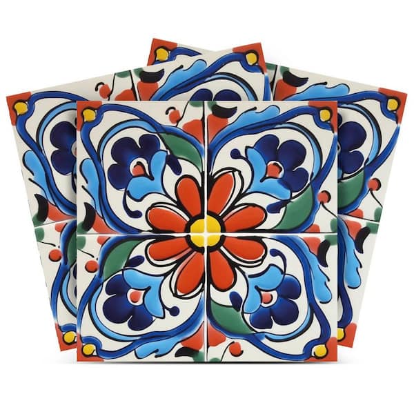 MI ALMA Green, Blue, Red and White C73 7 in. x 7 in. Vinyl Peel and Stick Tile (24-Tiles, 8.17 sq. ft. /1-Pack)