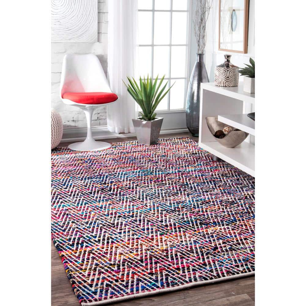 Indigo Hand Woven Cotton Blend 3' x 5' Area Rug