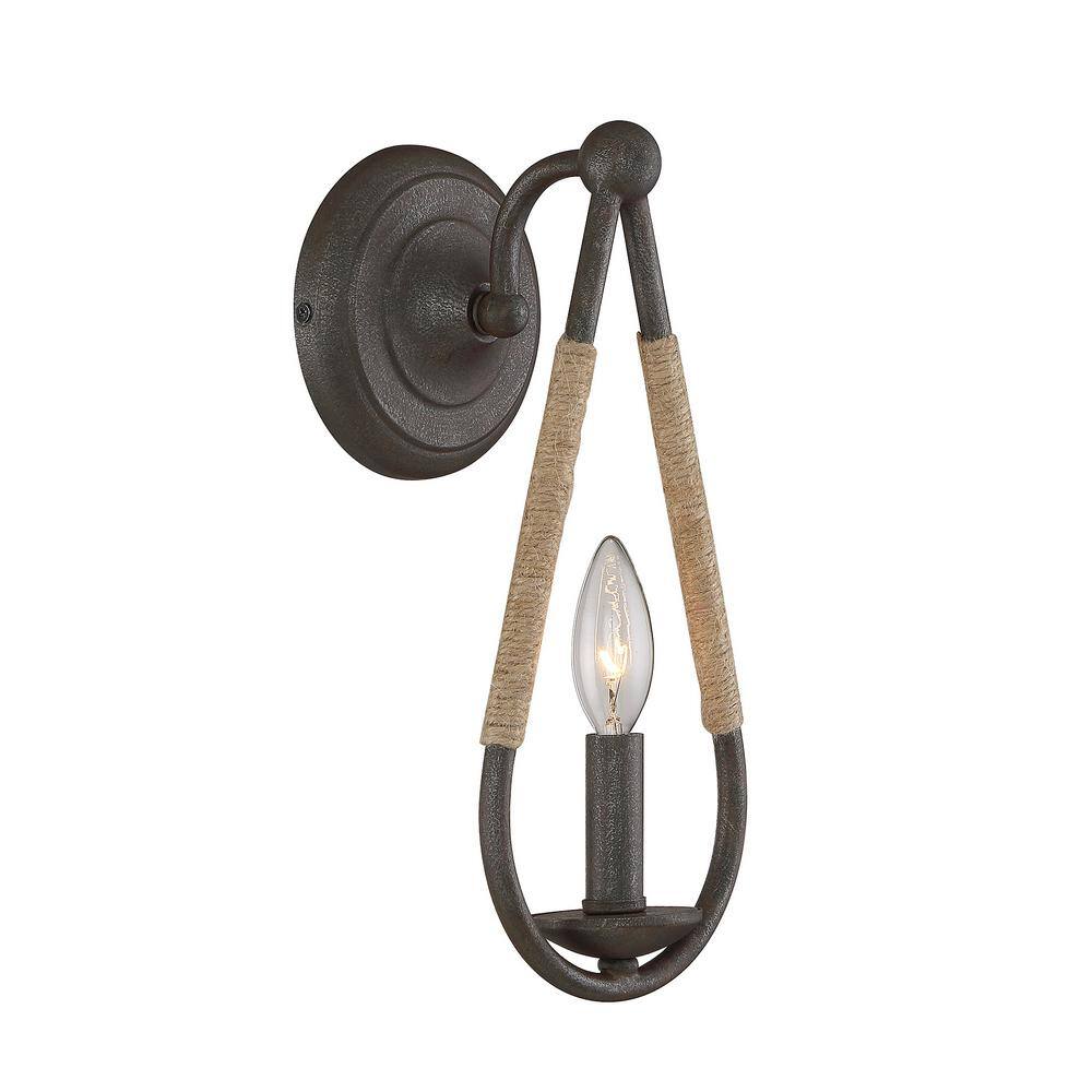Rusty Nail Teardrop 13" Dimmable Wall Sconce with Rope Accent