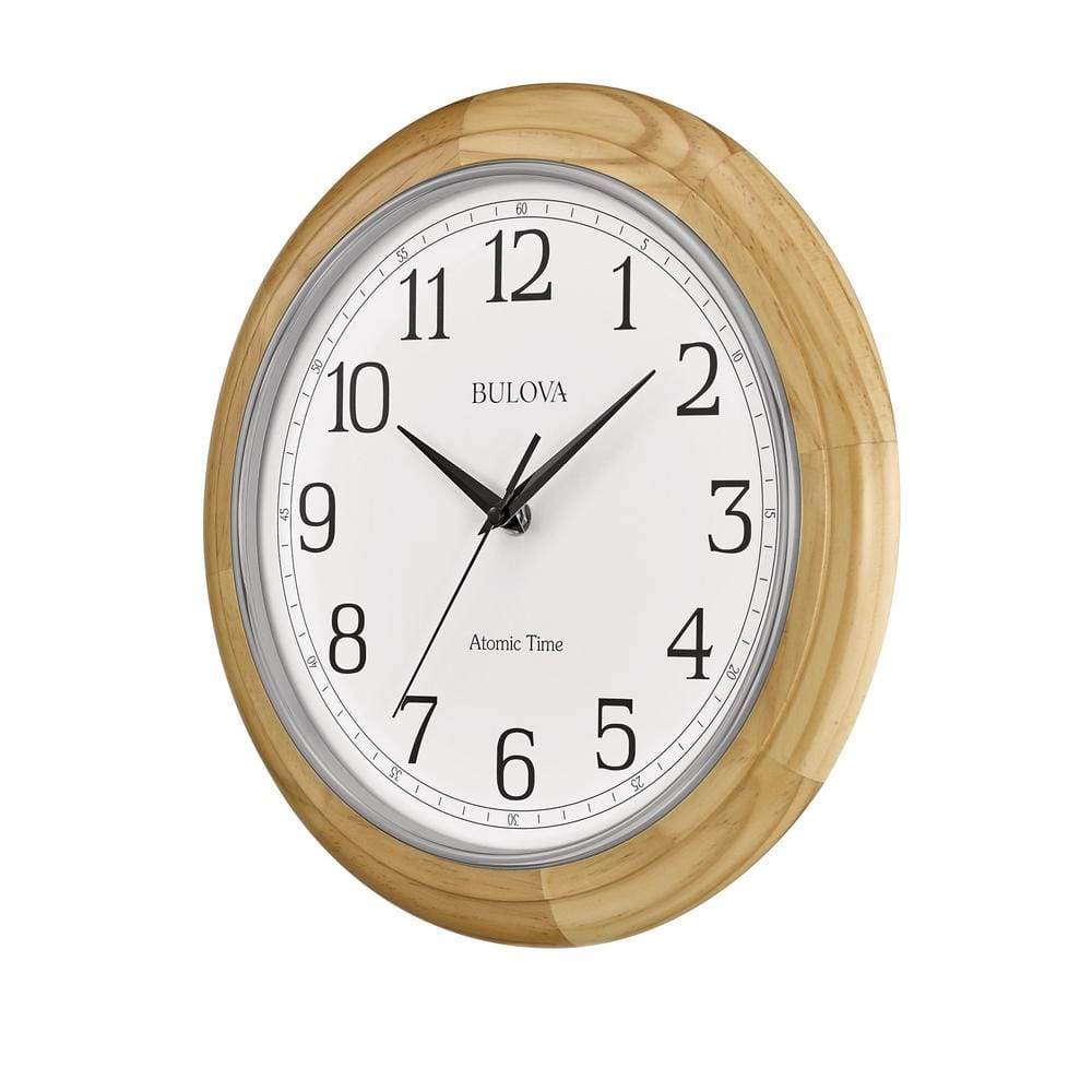 Natural Hardwood Silver Bezel Analog Wall Clock