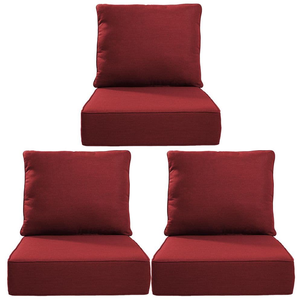 24 in. x 24 in. x 6 in. 6-Piece Deep Seating Water & Fade Resistant Outdoor Lounge Chair Replacement Cushion Set in Red price history on PriceWatchPro