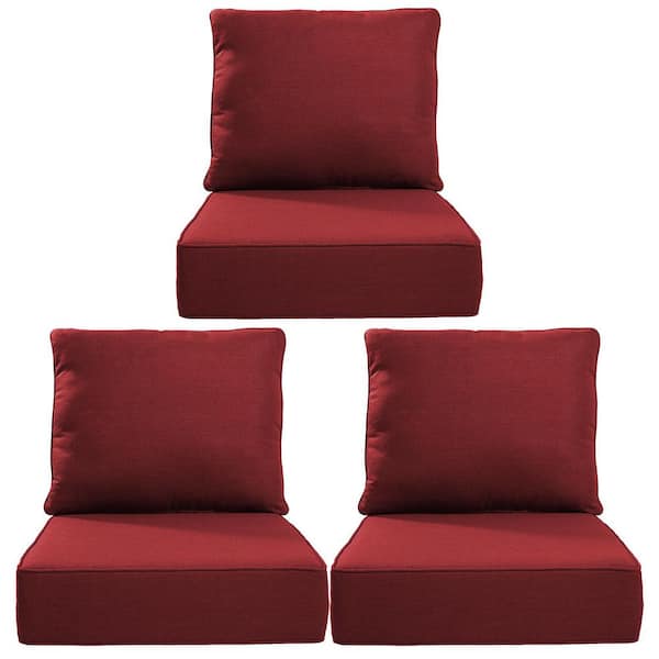 24 in. x 24 in. x 6 in. 6-Piece Deep Seating Water & Fade Resistant Outdoor Lounge Chair Replacement Cushion Set in Red