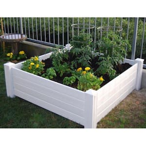 4 ft. x 4 ft. x 15 in. White Vinyl Raised Garden Bed