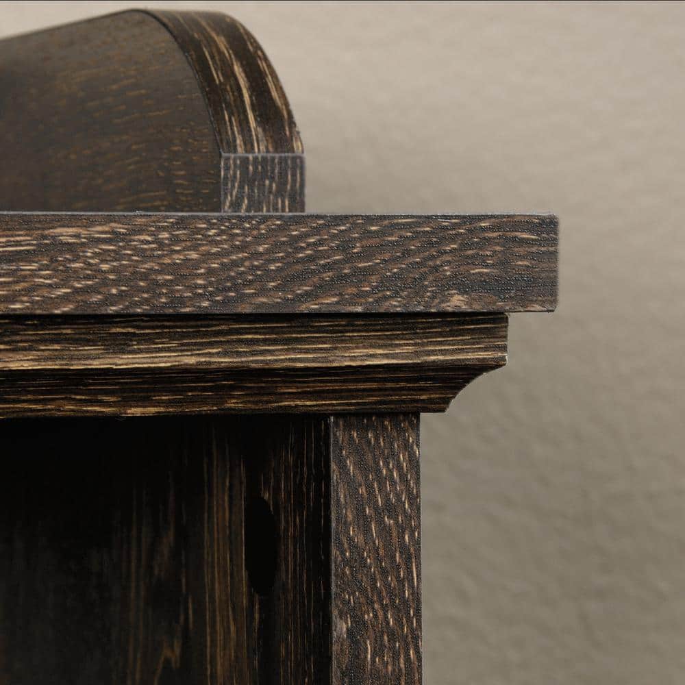 Iron Oak Finish Adjustable Bookcase with Cubbyhole Storage