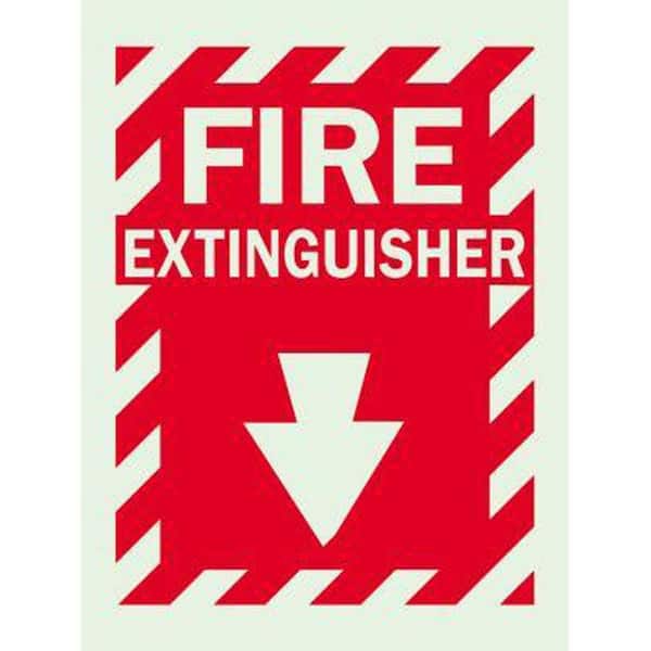 Brady 14 in. x 10 in. Glow-in-the-Dark Self-Stick Polyester Fire Extinguisher with Arrow Sign