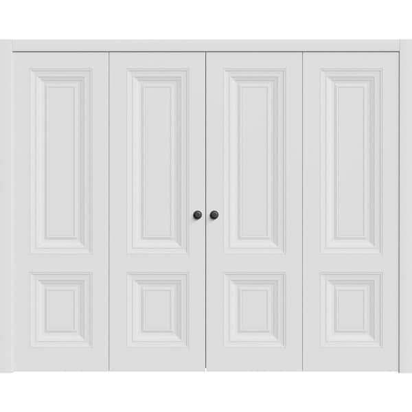 7772 96 in. x 80 in. Sold Core White Color Wood Bi-fold Door with Hardware