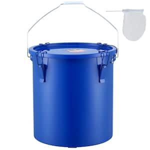 Fryer Grease Bucket 6 Gal Oil Disposal Caddy Carbon Steel Fryer Oil Bucket Oil Transport Container, Blue