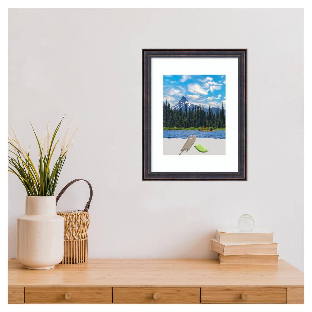 Dark Bronze Scoop Wood Picture Frame with Gold Veining Highlights