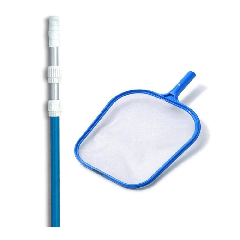 HYDROTOOLS Swimming Pool Leaf Skimmer Mesh Net with 5 ft. to 15 ft. Telescopic Pole 8005 + 8356M
