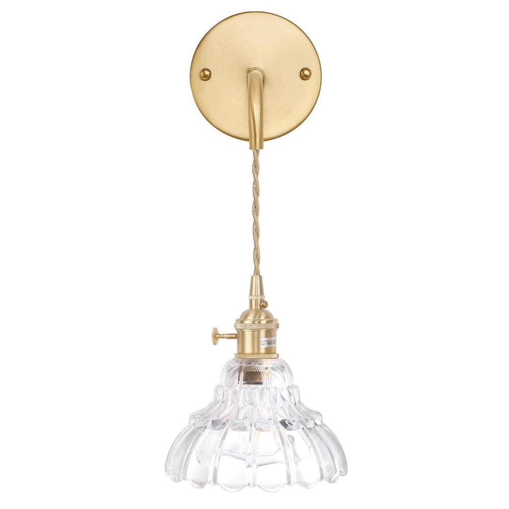 Retro 4.72 in. 1 Light Gold Vintage Smart Home Wall Sconce with Lily of the