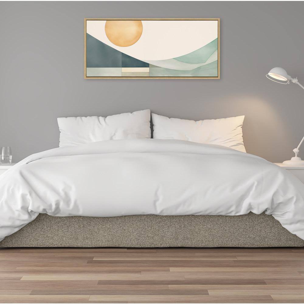 Natural Abstract Geometric Coastal Landscape Canvas Art, 18x40