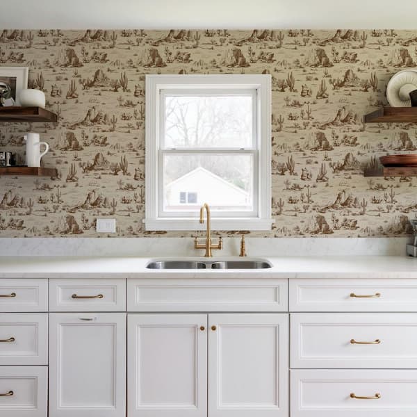 Area 51 Novelty Toile Brown Peel and Stick Wallpaper