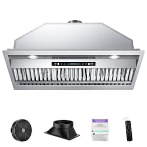 42 in. 600CFM Convertible Insert Range Hood in Stainless Steel with 4 Speed Gesture Control and Touch Panel