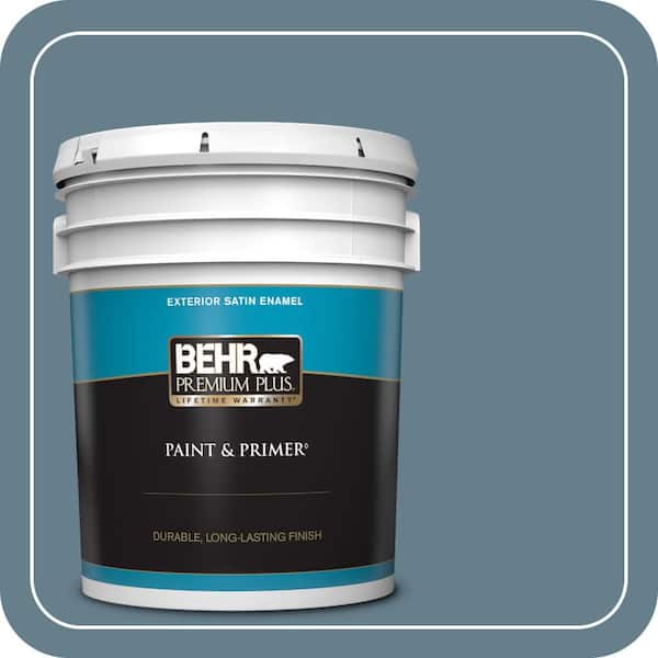 BEHR PREMIUM PLUS 5 gal. #ECC-31-1 Windy Seas Satin Enamel Exterior Paint & Primer