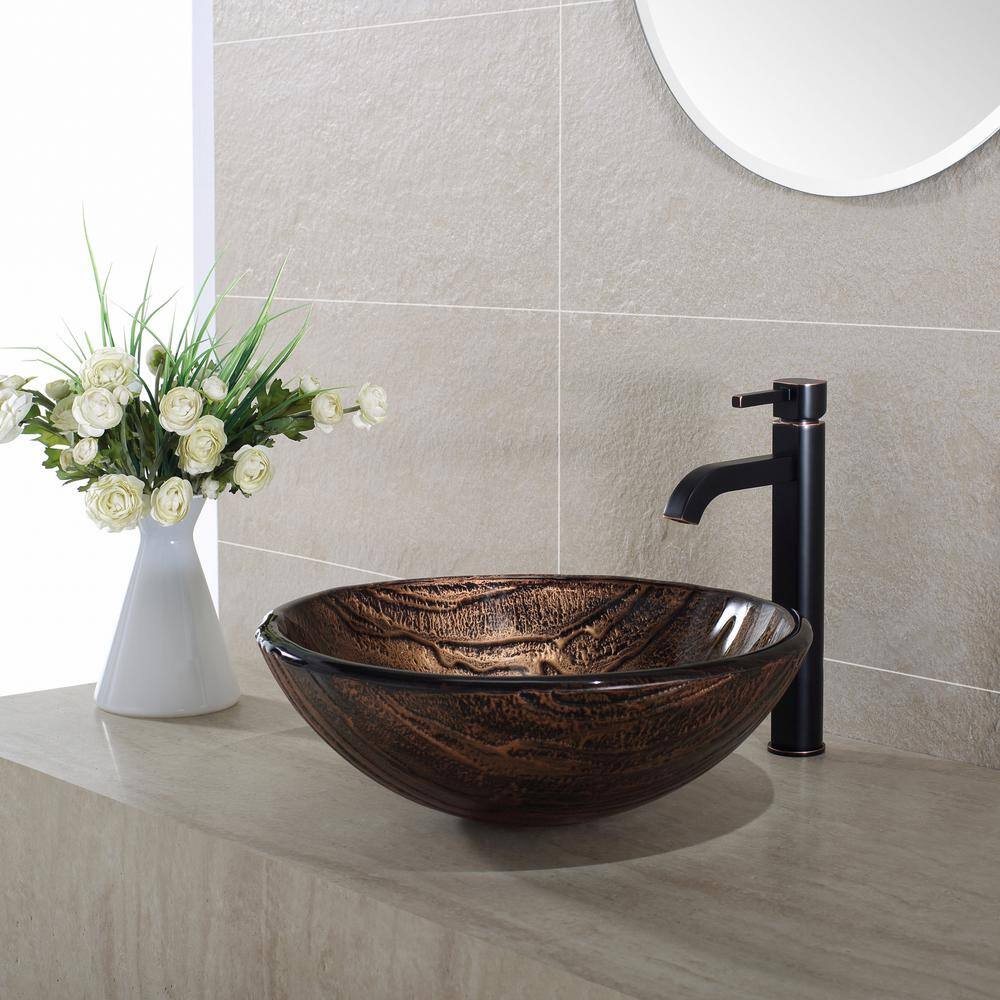 Gaia Copper-Brown Glass Circular Vessel Sink