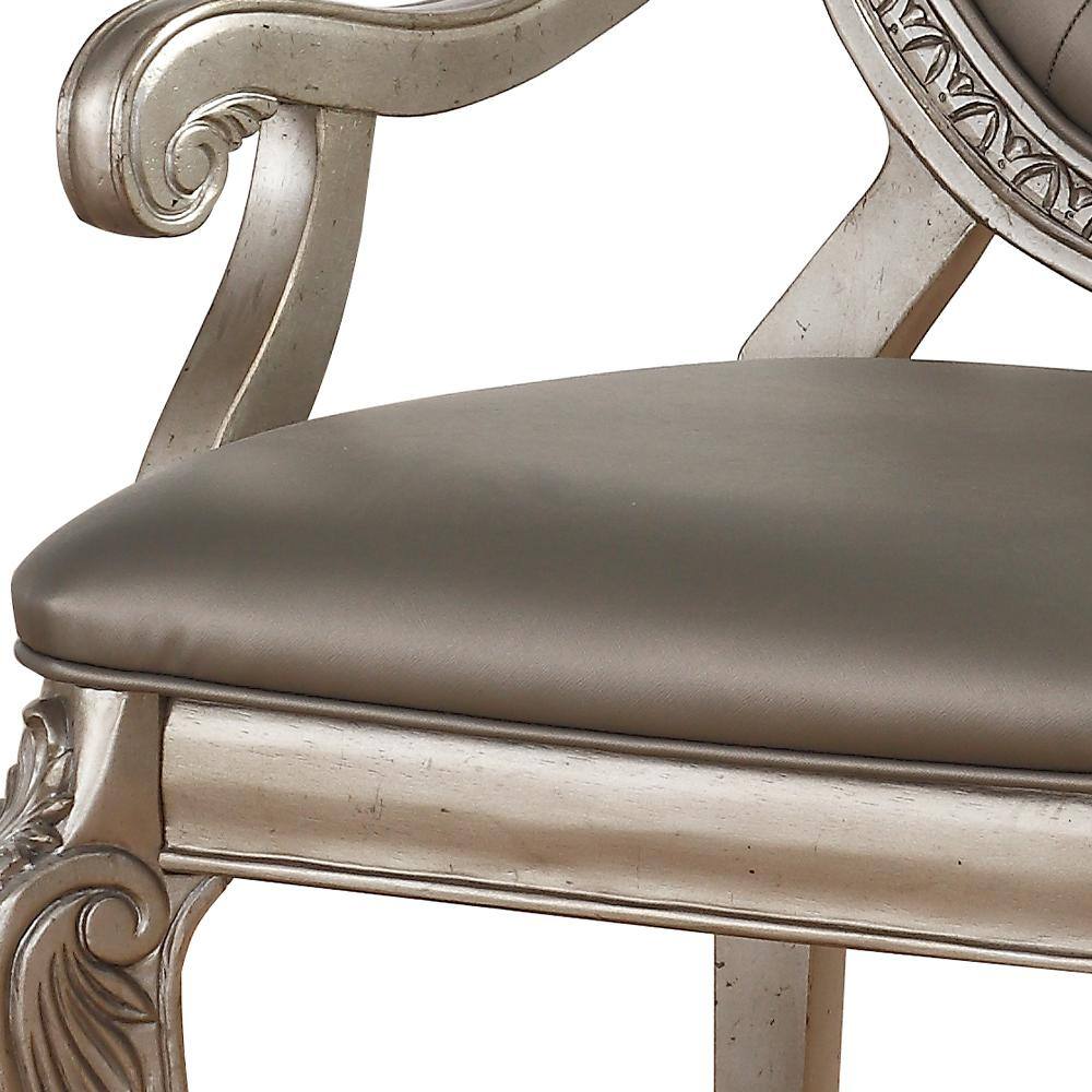 Northville 24" Gray Faux Leather and Wood Antique Arm Chair