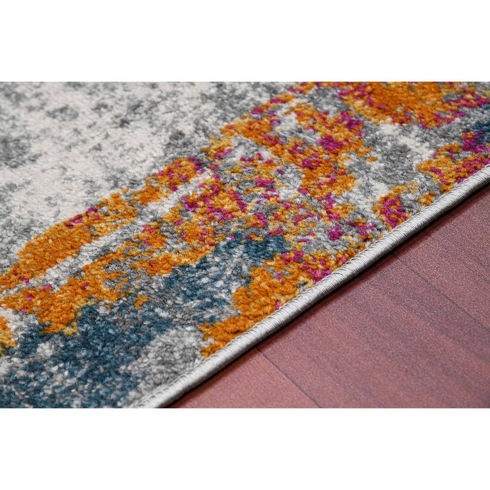 Blue and Orange Synthetic Bohemian Runner Rug 2 ft 7 in x 8 ft