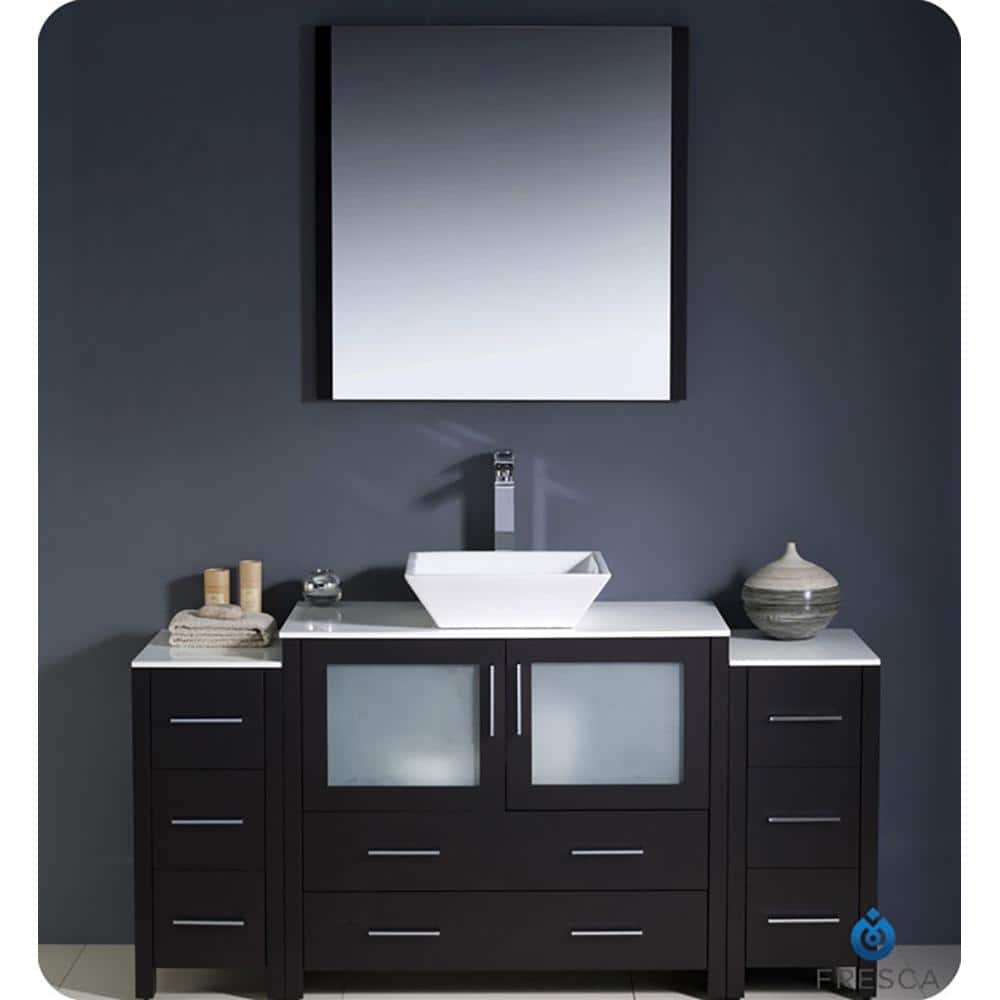 Espresso Engineered Wood 60" Freestanding Modern Vanity Base