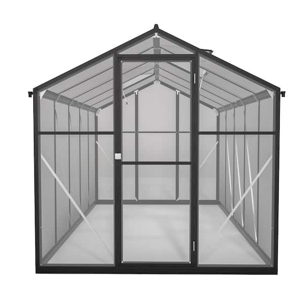 Outdoor&Garden 74 in. W x 125 in. D x 80 in. H Aluminum Frame Heavy Duty Polycarbonate Walk-in Greenhouse, Door, Window