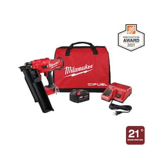 M18 FUEL 3-1/2 in. 18-Volt 21 Deg. Lithium-Ion Brushless Cordless Framing Nailer Kit with 5.0 Ah Battery, Charger, Bag