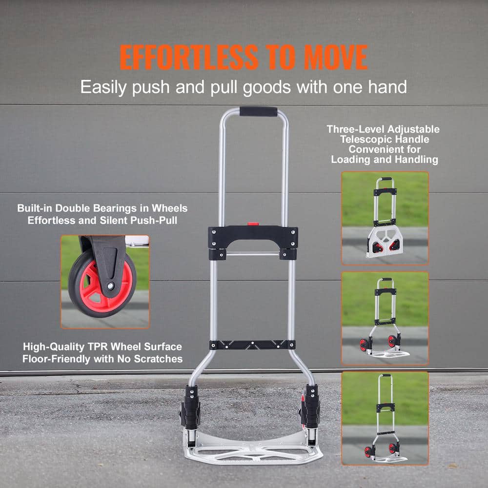 176 lbs Capacity Folding Aluminum Hand Truck & Dolly