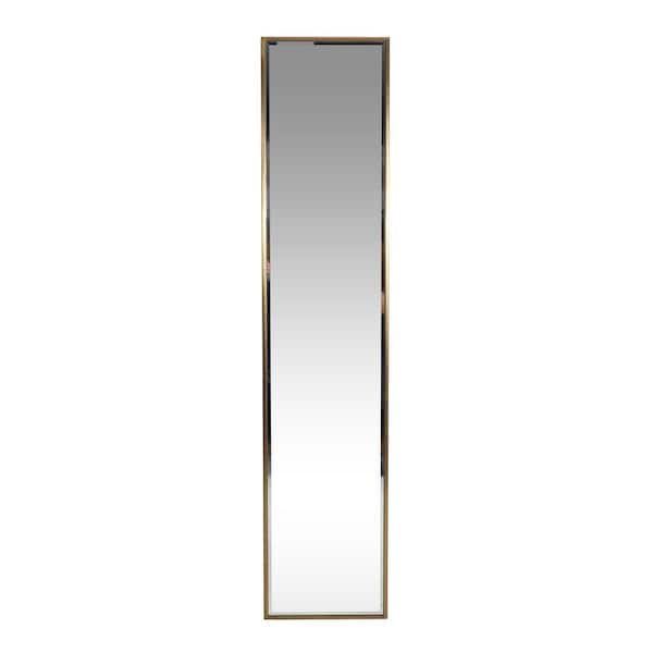 Noble House Smythe 83 in. x 18 in. Modern Rectangle Framed Brushed Brass Accent Mirror