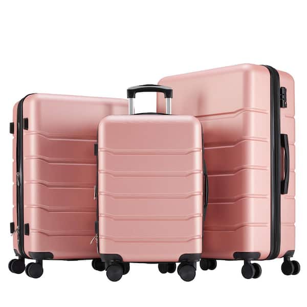 Unbranded ABS Hardshell Expandable Luggage Sets of 3-Piece, Luggage Set Carry On Luggage Set with TSA Compliant (20"24"28), Pink